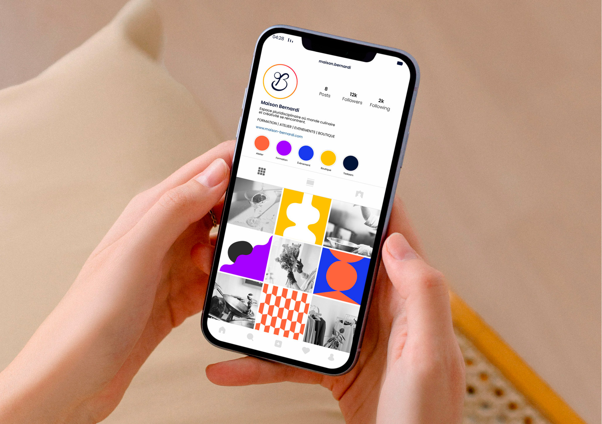 maison bernardi, graphiste, graphisme, bruxelles, waterloo, rebranding, branding, communication, logo, réseaux sociaux, social media, instagram, agence, design